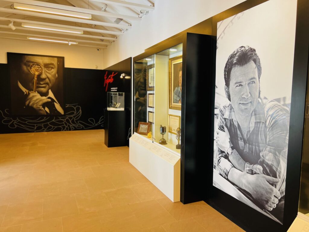 Large photographs on wall in museum