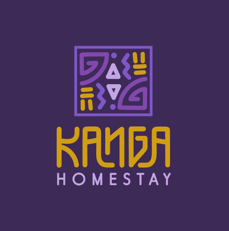 Purple background and logo saying Kanga Homestay