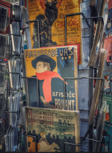 Postcard holder in souvenir shop