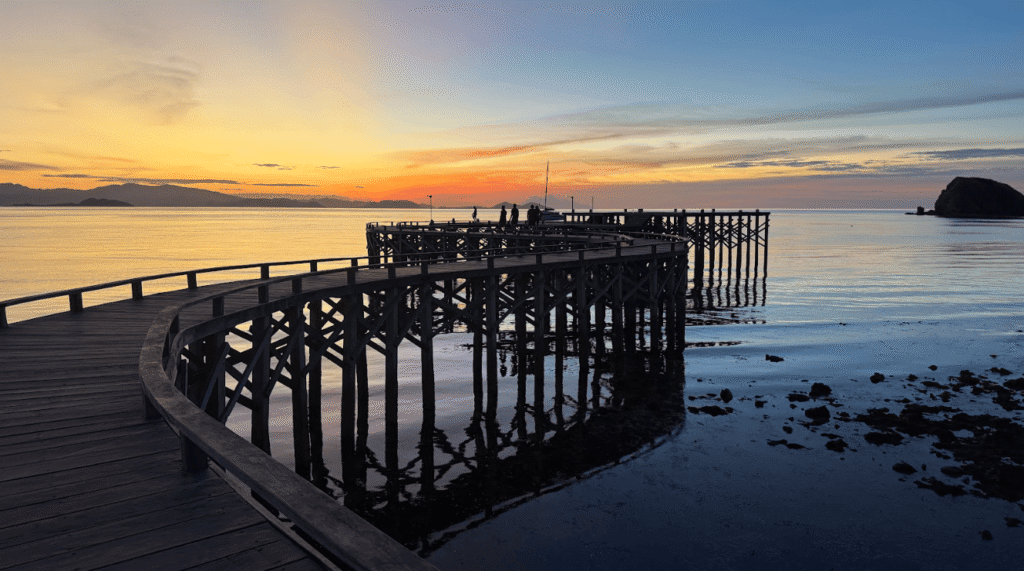 Pier at sunset in archipelago