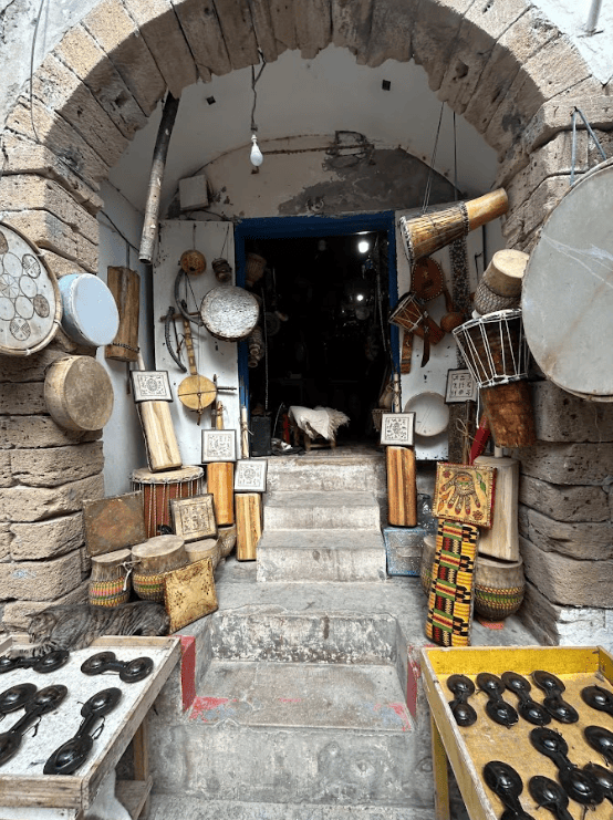 Arched shop entrance made of stone