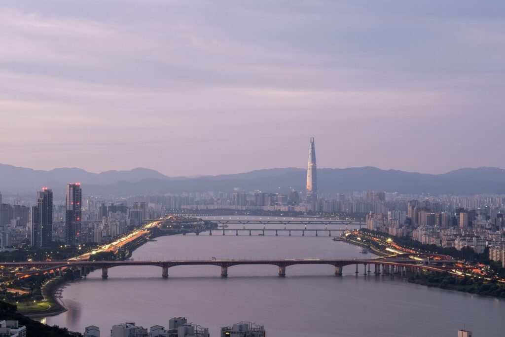 View over city with large amount of high-rises